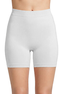 Cottonhill Premium - Kadın Beyaz Ultra-rahat Seamless Yüksek Bel Uzun Paça Boxer