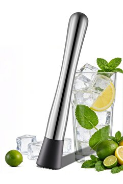 Kitchen Beauty Paslanmaz Çelik 21cm Mojito Bar Kokteyl Tokmağı Meyve ve Buz Ezici Bar Tipi Mojito Şeker Ezme