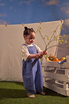 Oh La La Koala For Little Ones Mavi Daisy Picnic Serisi Cepli Salopet