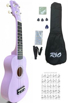 müzikhane Soprano Lila Ukulele 54cm Kılıf Askı Sticker Pena Silme Bezi