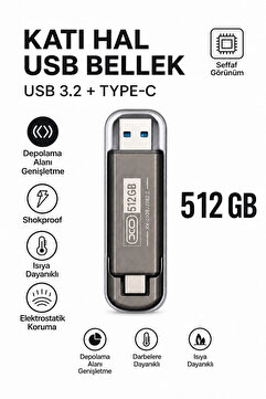 ATLT ATLANTİS 512 GB USB 3.2 TYPEC ÇİFT GİRİŞLİ TAŞINABİLİR FLASH BELLEK YÜKSEK HIZLI DAYANAKLI VE ŞOK KORUMALI