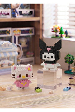 Bricks make a wise life Hello Kitty ve Kuromi - İkili Set - Eğitici Hobi Oyuncak- Dekoratif Koleksiyon - Kutulu Ambalaj - Orijinal