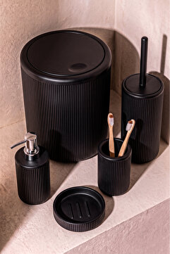 Perotti Faggiano Black 5 Parça Kırılmaz PP Banyo Seti – 6.5 Litre Kovalı