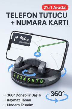 TOYFEST Park Numarası Gösterge Ünitesi ve 360 Derece Dönen Telefon Tutucu