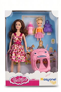 NASYONEL TOYS Şık Elbiseli Büyük ve Küçük Bebekli Eğlenceli Oyun Seti Aksesuarlı