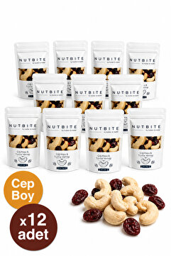 NUTBITE 12’li Cep Boy - Çiğ Kaju & Turna Yemişi - Taptaze Mahsül - Hafif Atıştırmalık Kuruyemiş - (12X40GR)