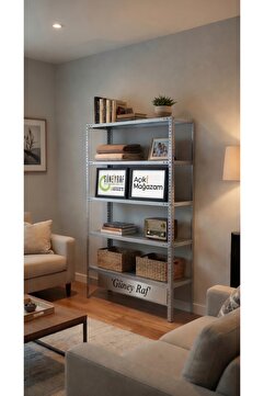 Genel Markalar Çelikrafburada 5 Katlı Galvaniz Çelik Raf Arşiv Rafı Depo Rafı Kiler Rafı 31x60x200