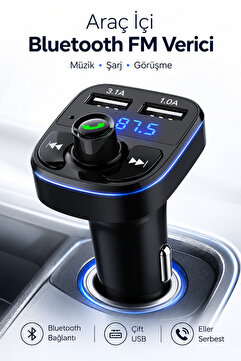 Beatitude Araç Bluetooth Fm Transmitter Cihazı Araba Mp3 Çalar Oto Çakmaklık Şarj Aleti Müzik Kiti