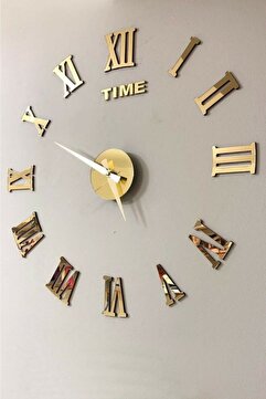 Wooden Factory Time Collection 3d Roma Rakamlı Duvar Saati (ALTIN)