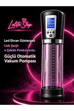 Lolita Shop Led Ekran Göstergeli Şarjlı 4 Güçlü Çekim Emiş Kalınlaştırıcı Uzatıcı Otomatik Penis Vakum Pompası