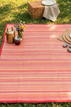 Melaris Halı Plaj Karavan Halısı Hasır Kilim Katlanabilir Halı Balkon Teras Bahçe Kamp Piknik Halısı