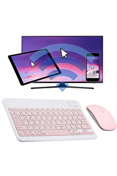 Mmctech Tüm Cihazlara Uyumlu Akıllı Taşınabilir Şarj Edilebilir Kablosuz Bluetooth Klavye ve Mause Seti