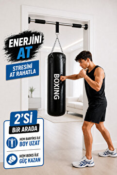 Spor Byfit 70 Cm X 25 Cm Boks Kum Torbası Ve Barfiks Demiri