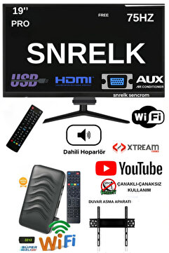 SNRELK 19'' 49 EKRAN PRO DAHİLİ HOPARLÖR (DAHİLİ WİFİ) UYDU ALICISI FULL SET TV MONİTÖR HDMI-VGA-RCA