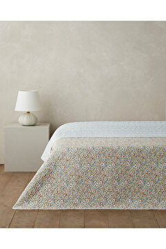 English Home Alba Bloom Çift Kişilik Çok Amaçlı Örtü 200x220 cm Mavi