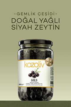 Kozoliv Doğal Gemlik Çeşidi Yağlı Siyah Zeytin 400 gr Cam Kavanoz