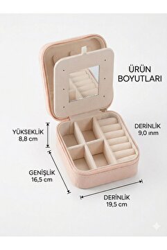 mucize MİNİ Seyahat Takı Kutusu Düzenleyici Aynalı Taşınabilir Takı Saklama Kutusu (Pembe)