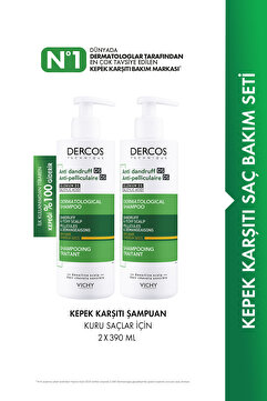 Vichy Dercos Kuru Saçlar Kepeğe Karşı Etkili Şampuan 390 ml X 2 Adet
