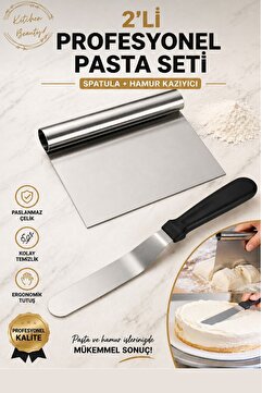 Kitchen Beauty Pasta Sıvama Spatulası Ve Çelik Spatula Hamur Kazıyıcı