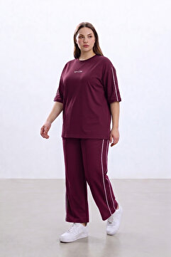 Elisho Oşho Modal Kumaş Kısa Kollu Çift Biye Detaylı Alt Üst Takım 2XL-6XL