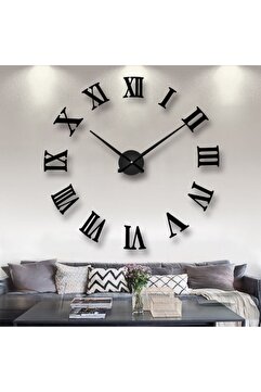 Wooden Factory Time Collection 3d Roma Rakamlı Duvar Saati (SİYAH)