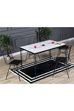 Avvio Malta 60-120 Yemek Masası Takımı-mutfak Masası-balkon Masası - Düz Beyaz Masa Oval Kenar