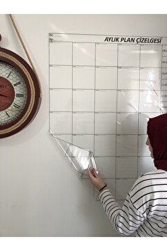 Tutunabilir Kağıt Aylık Planlayıcı Statik Akıllı Kağıt Takvim Yazı Tahtası Kalem 100x100 Cm