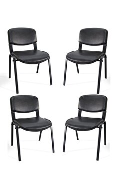 Arj I Office Furniture & Desing Siyah Ofis Büro Bekleme Misafir Form Koltuğu Sandalyesi 4lü 008