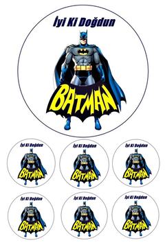 Pasta9 Yenilebilir Pasta Resmi Batman Pirinç Kağıdından 6-8-10 Kişilik Pastaya Uygun 16 Cm