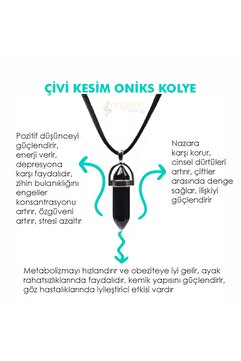 Mystic Energy Sertifikalı Doğal Taş Oniks (ONİX) Çivi Kesim Kolye |hediyelik Doğaltaş