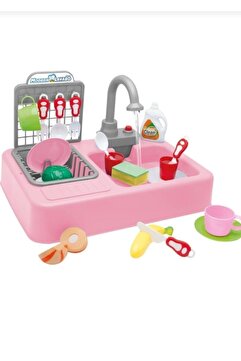 Kayyum Oyuncak Oyuncak Modern Mutfak Lavabo Oyuncağı Pembe Rengi