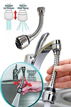 MOONSHOP Plastik Hortumlu Esnek Ayarlanabilir Musluk Başlığı 2 Aşamalı