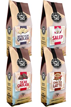 Ozeline Kış Seti 4x250 g (Salep, Sıcak Çikolata, Beyaz Sıcak Çikolata, Chai Tea Latte)