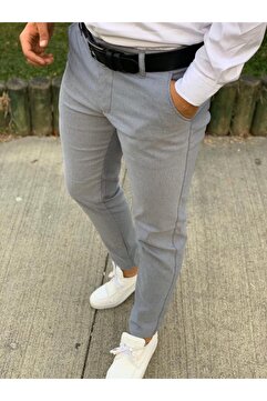 Ser Joven Erkek Slim Fit Açık Gri Pamuklu Chino Pantolon