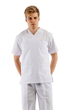 Trendform Hemşire Doktor Dişçi V Yaka Beyaz Forma Üstü