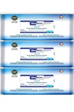 Mavi Beyaz Blue White Perine Bölgesi Vücut Temizleme Havlusu Mendili 50li 3 Paket 150 Kullanım