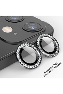 HyperAge Iphone 11 & Iphone 12 & 12 Mini Uyumlu Taşlı Diamond Kamera Koruyucu - Siyah 2’li Set