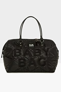Bagmori Siyah Baby Bag Nakışlı Puf Şişme Anne Bebek Bakım Çanta M000006904