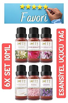 Lofty 6x Favori Seti Esansiyel Uçucu Yağ, Buhurdanlık Yağı, Difüzör Esansı, Oda Kokusu 10ml