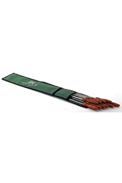 GÖNEN ÇELİK Paslanmaz Çelik Şiş 12 Adet 5 Mm Kare 60 Cm Boyu Ahşap Sap Kuzu Şiş Saklama Kılıf Çanta