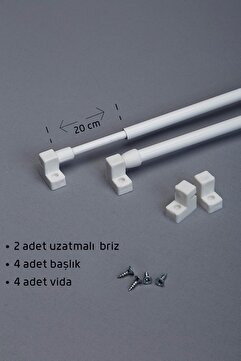 Genel Markalar 30 - 50 Cm Ayarlanabilir Briz Çubuğu 2 Adet Alüminyum Perde Borusu 4 Adet Başlık