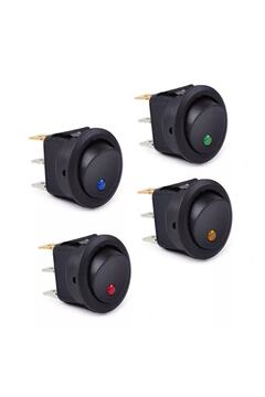 Genel Markalar Yuvarlak Nokta Işıklı Marin Aç Kapa Anahtar On-off 3p 12volt 4 Adet