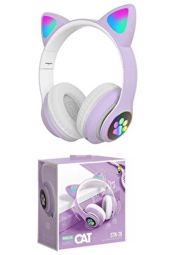Vidar Kart Girişli Radyolu Bluetooth 5.0 Kulaklık Yüksek Ses Akıllı Led Işıklı Kedi Kulaklık