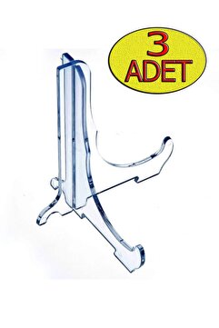 HYL Çerçeve Tabak Teşhir Ayağı Stand Pleksi Stand 9cmx11cm Şövalye Şeffaf Pleksi 3 Adet