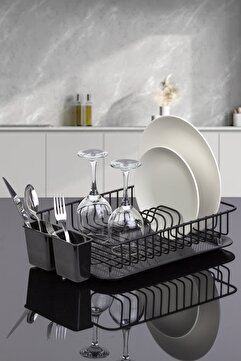 Okyanus Home Siyah Tek Katlı Modern Tabaklık Bulaşıklık