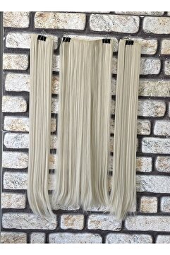 Fenomen Peruk Yarımay+2 Yan Soğuk Sarı Düz Çıt Çıt -75 Cm -230 Gram
