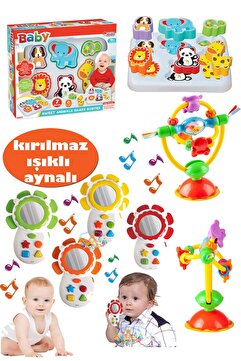 Fırsat Oyuncak Sevimli Hayvanlar Bultak Mama Sandalyesi Eğlencesi Vantuzlu Işıklı Aynalı Telefon Set