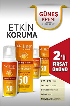 wline Yüksek Korumalı Spf 50+ Yüz Ve Vücut Güneş Kremi 125ml+125ml 4 Mevsim Güneş Kremi