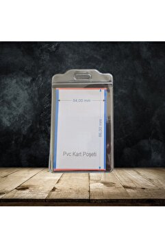 Gempo Su Geçirmez Pvc Yaka Kartı Kılıfı Kart Koruyucu Şeffaf Yaka Kartlığı Dikey