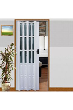 BYR Camlı Akordiyon Kapı Beyaz 86x203x1 Cm